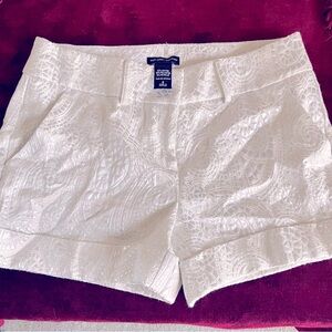 White Textured Women's Shorts